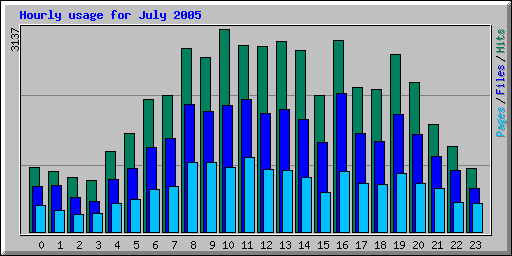 Hourly usage for July 2005