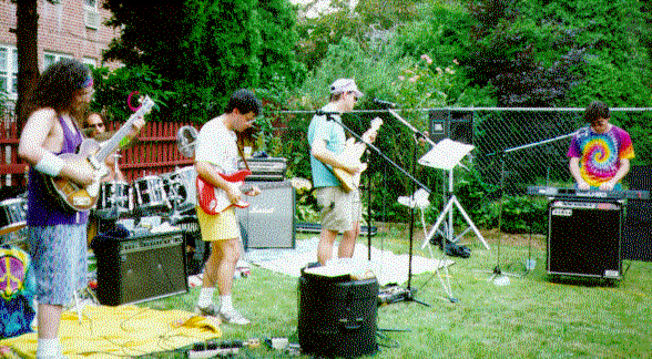 The band in a backyard in Brooklyn